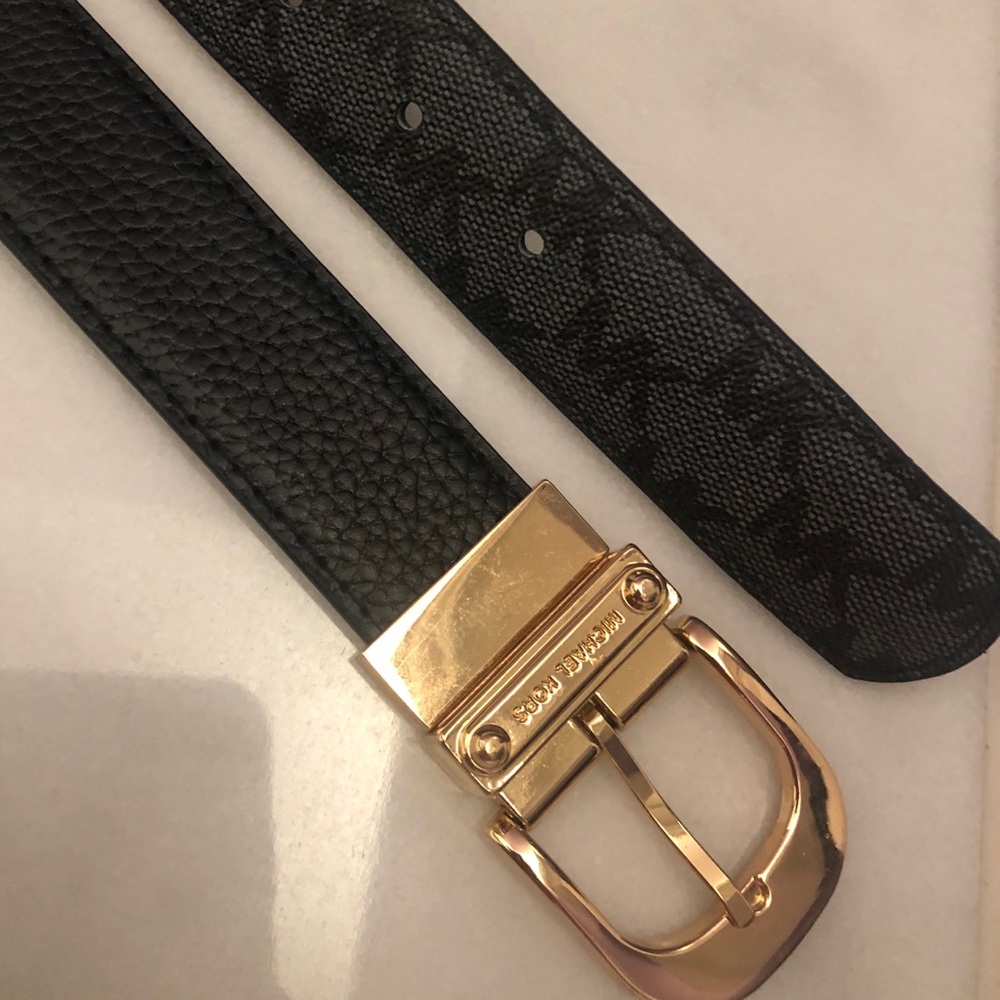 Reversible black leather Michael Kors Belt